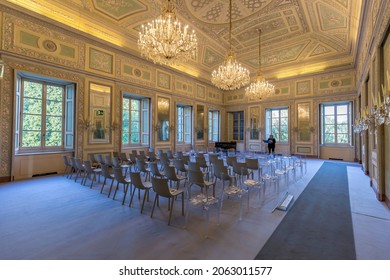 Monza, Italy - October 16, 2021: Interior Real Estate View Of Reggia Di Monza Palace, No People Are Visible.