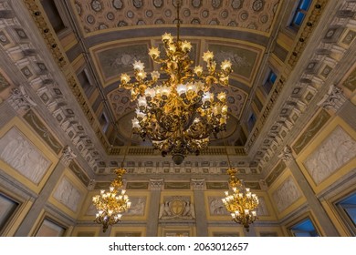 Monza, Italy - October 16, 2021: Interior Real Estate View Of Reggia Di Monza Palace, No People Are Visible.