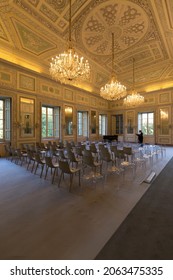 Monza, Italy - October 16, 2021: Interior Real Estate View Of Reggia Di Monza Palace, No People Are Visible.