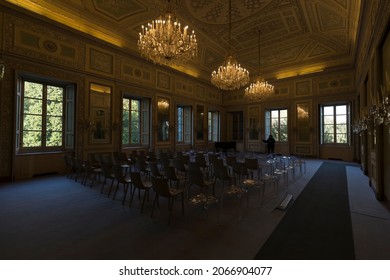 Monza, Italy - October 16, 2021: Interior Real Estate View Of Reggia Di Monza Palace, No People Are Visible.