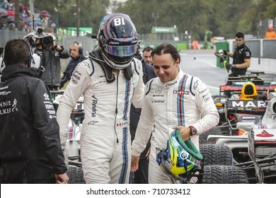 Monza, Italy. September 2, 2017. F1 Grand Prix Of Italy. The Team Mates Lance Stroll And Felipe Massa, Williams.