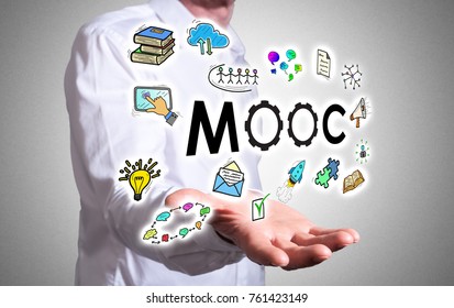 Mooc concept levitating above a human hand