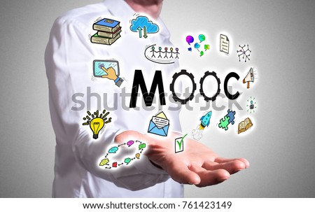 Mooc concept levitating above a human hand