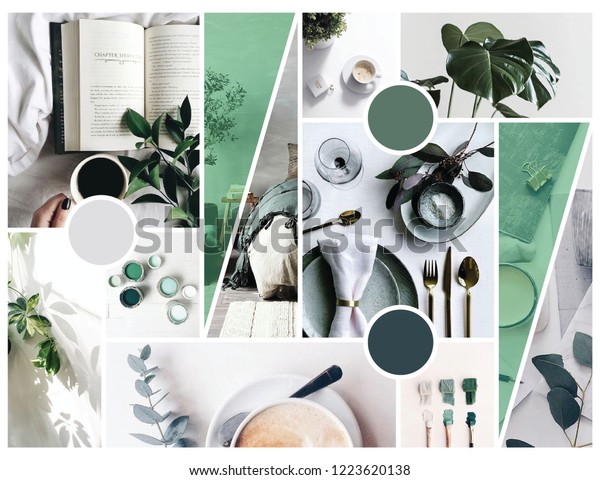 A mood board express the feeling of\
cozy, comfy, and green.\
I design it for those who love green and\
cozy, wish to design their home in the similar\
way.