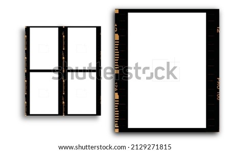 Moodboard Of empty 35 mm frames or border with white background