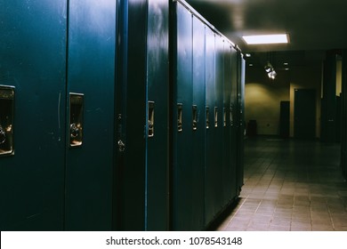 Moody blue locker room  - Powered by Shutterstock