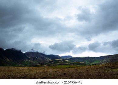 Moody sky with dark clouds in Iceland