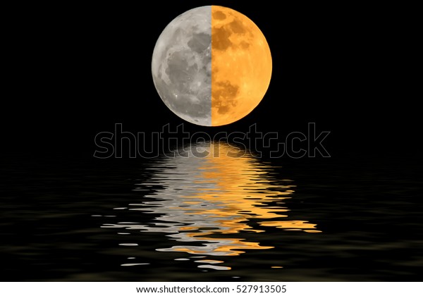 Moon 2 color and\
shadows in the water.