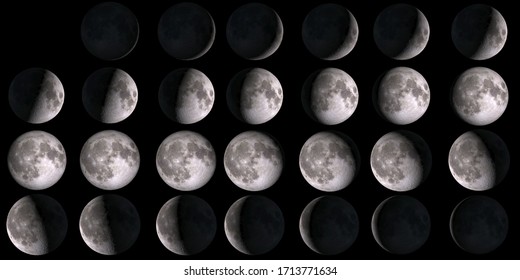 Moon calendar. Set of moon phases. Elements of this image furnished by NASA.