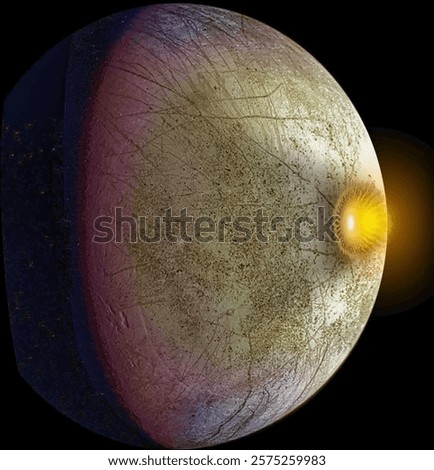 Moon close up, on black background, hyper realistic, very detailed. Silver and gold balls christmas decorations. Digital composite image of globe. Elements of this image furnished by NASA