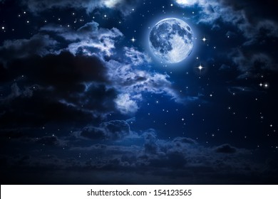 Moon And Clouds In The Night