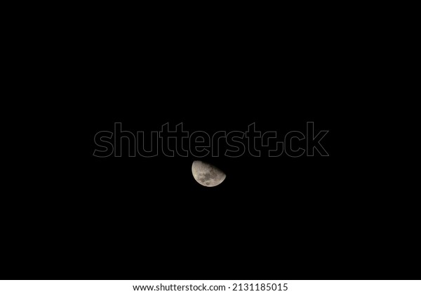 Moon in\
the dark of night, moon craters, moon\
shadow