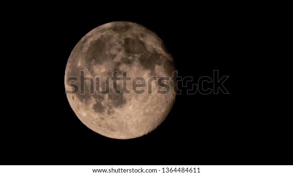 The moon in the dark sky. Earth satellite.              \
               