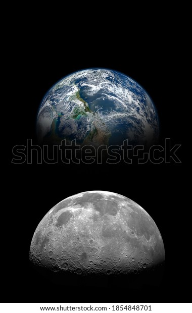 moon and earth in the dark space. Elements of this\
image furnished by NASA