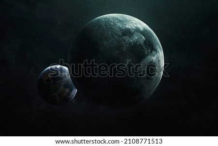 Moon and Earth. Elements of image provided by Nasa