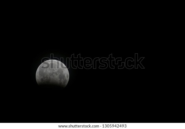 Moon eclipse with dark sky in the background,\
with Copyspace.