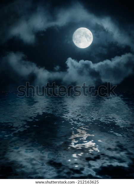 moon in the\
form of an eye is reflected in\
water