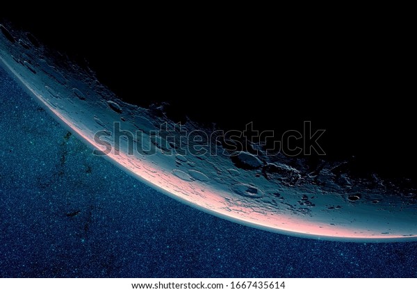 The moon is in a growing\
phase. On a dark background. Elements of this image were furnished\
by NASA.