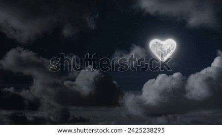 moon heart-shaped shines over sea on valentine's day 