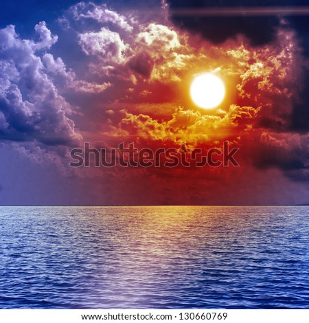 Moon light over the Middle of The Ocean