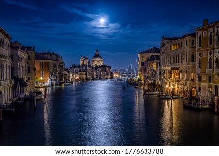 Moon night over Grand canal in Venic