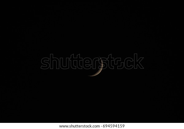 moon at night\
sky, seoul ,korea, 1.august, 2017 : slight moon on the night sky\
seoul korea, by long\
exposure
