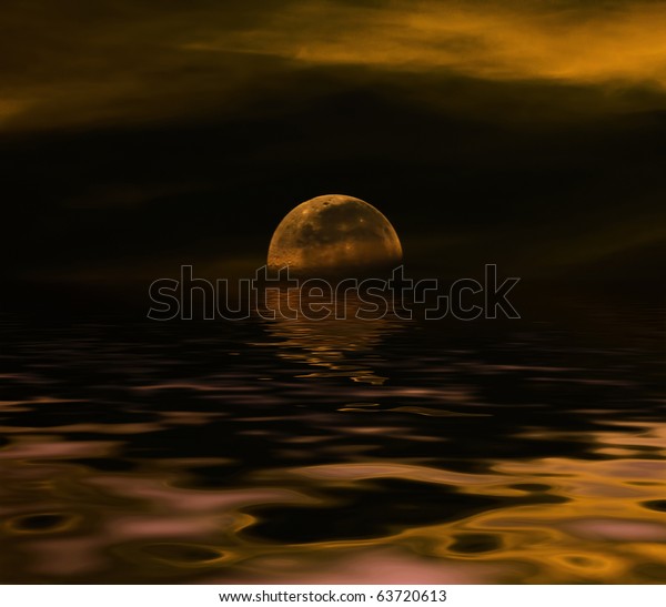 Moon Nightly Clouds Over Water Stock Photo 63720613 | Shutterstock