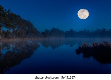Moon Over Lake Images Stock Photos Vectors Shutterstock