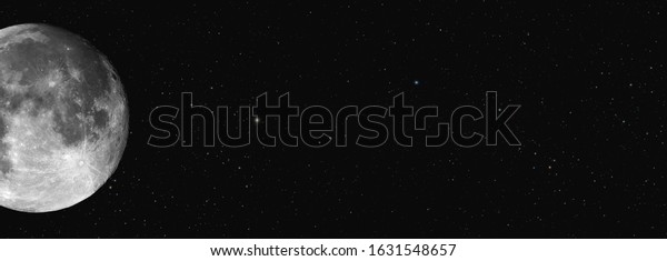 Moon on a starry night for website covers. Moon\
banner with colorful stars