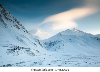 Moon Over The Brooks Range, Alaska