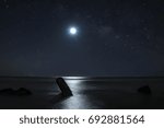 moon over ocean