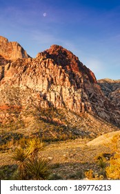 Moon Over Red Rock Canyon Las Vegas Nevada