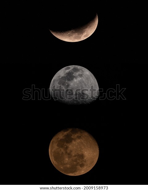 Moon phase with black
background
