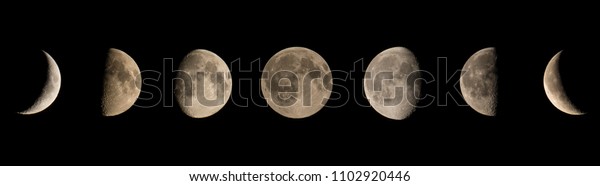 Moon phases, from\
black moon to black moon