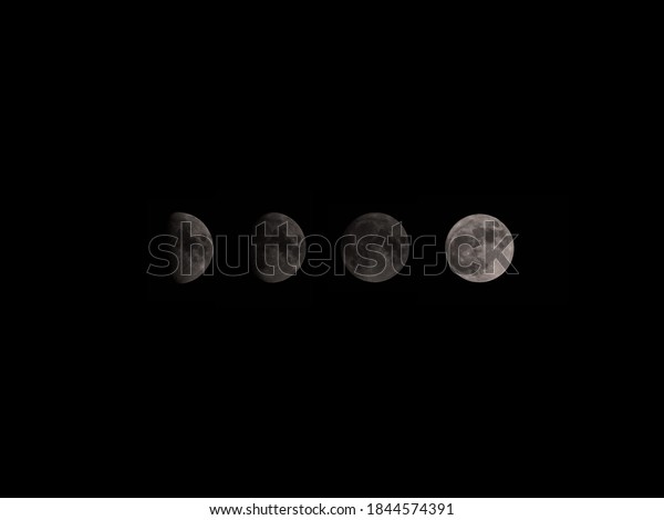 Moon phases, from black moon to black moon and
halloween night 2020-10-31