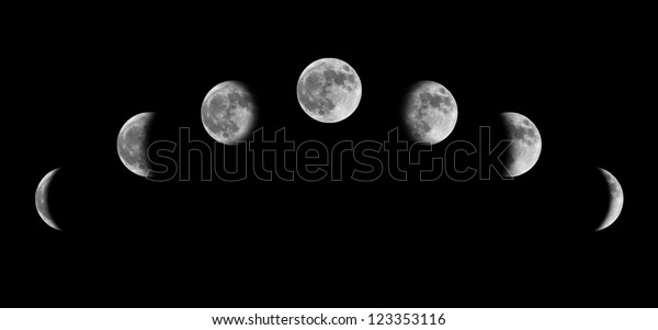 Moon phases from\
crescent to half to full