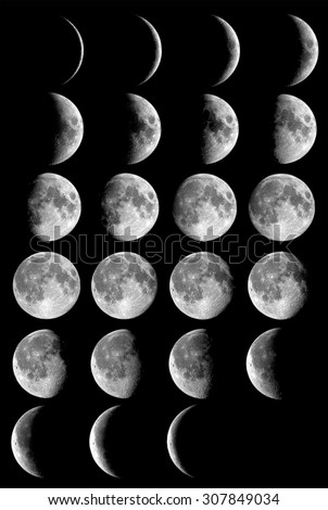 Moon phases. Elements of this image furnished by NASA.