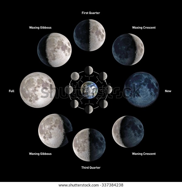 Moon\
phases. Elements of this image furnished by\
NASA.
