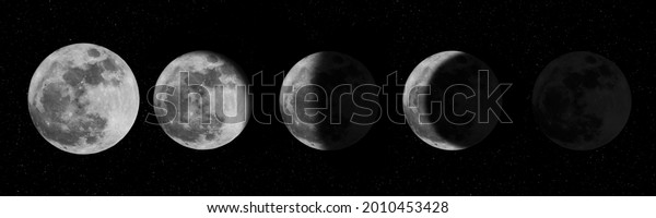 Moon\
phases night space astronomy,  nature moon phases sphere shadow,\
the whole cycle is from a new moon to a full moon\
