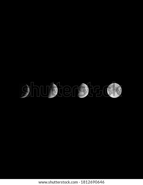 Moon Phases On Black Night\
Sky