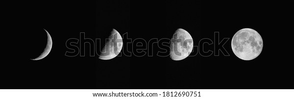 Moon Phases On Dark Night
Sky