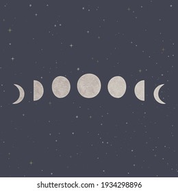 Moon phases silver galaxy sky stars cosmos universe
