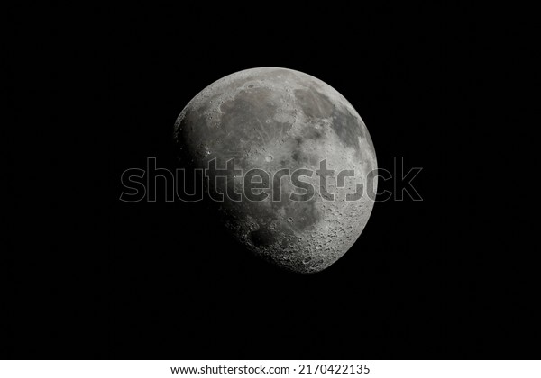 Moon in space. Half Moon background. Earth\
satelite. 3d render\
illustration.