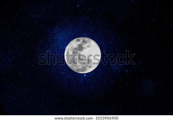The moon in the starry\
sky close-up