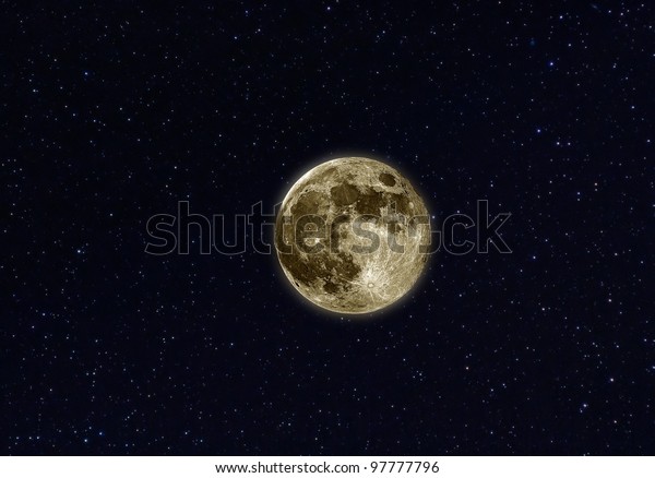 Moon stars space: abstract
astronomy background / backdrop with the full moon with craters on
dark sky with stars behind it. Can be used as a wallpaper or a
background.