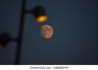 Moon With Street Light At University Of Bordeaux