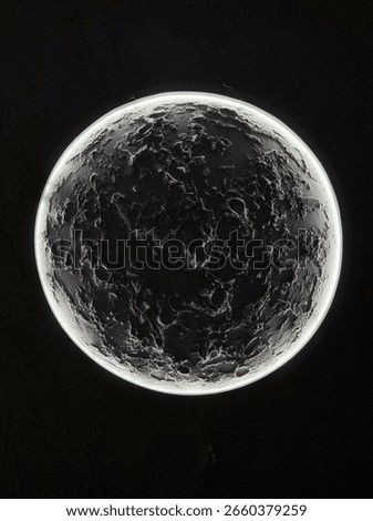 Moon Surface with Backlight on Dark Background