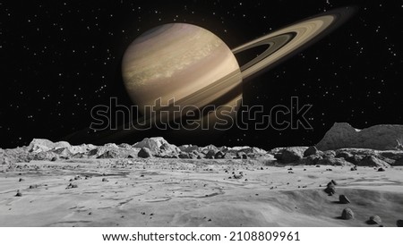 A moon surface and a big planet background