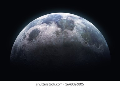 Moon surface with black background. Deep space. Elements of this image furnished by NASA