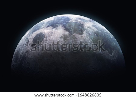 Moon surface with black background. Deep space. Elements of this image furnished by NASA